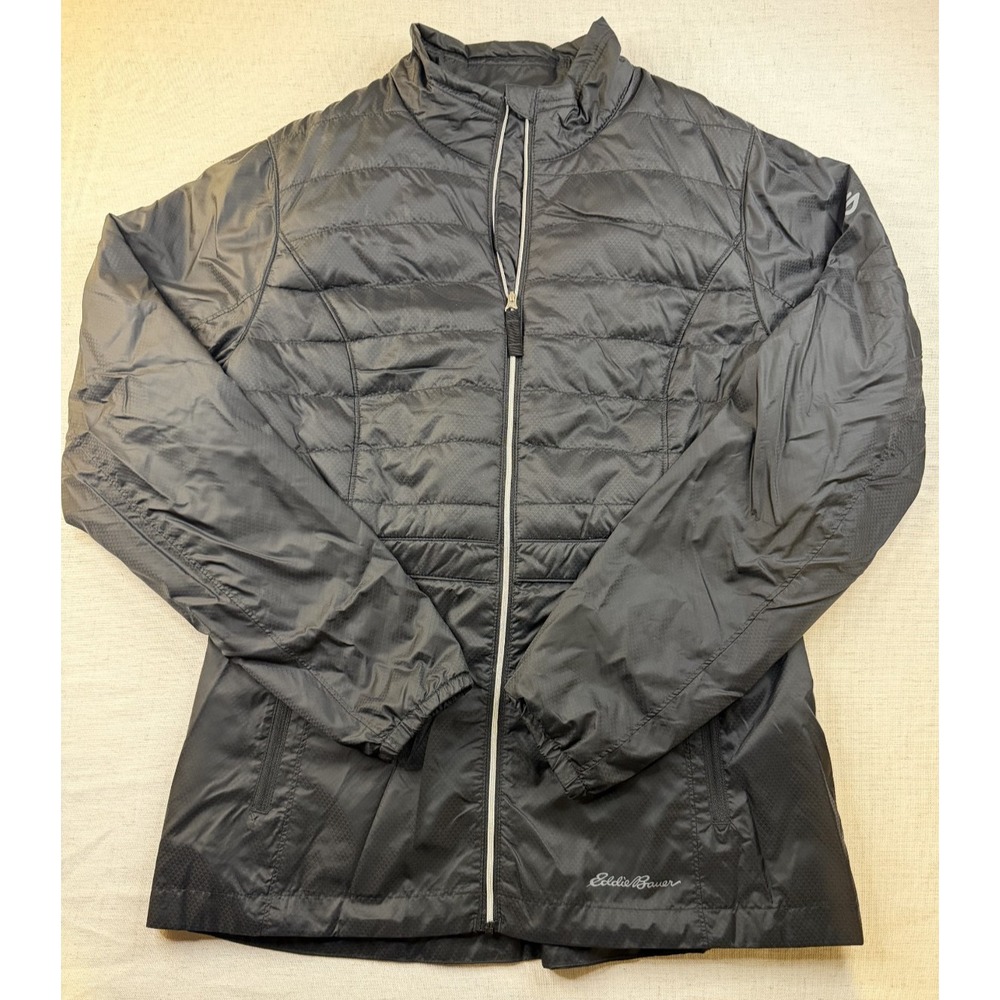 Eddie Bauer Women's Lightweight Quilted Vented Jacket Full Zip Black Medium